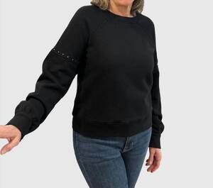 NEW BOBI micro stud raglan pullover in black